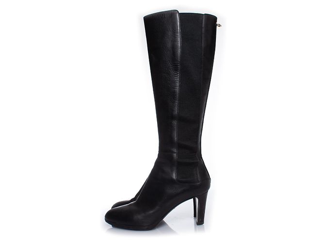 sergio rossi, Botas elásticas de piel negra. Negro - vista 2