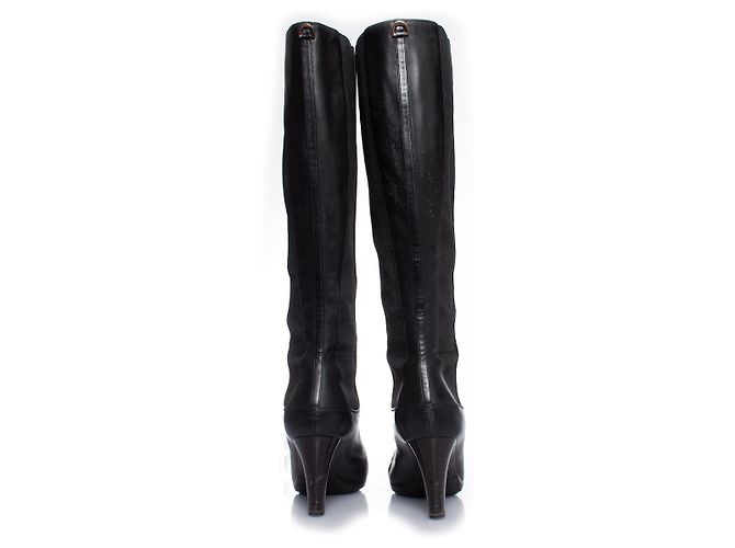 sergio rossi, Botas elásticas de piel negra. Negro - vista 5