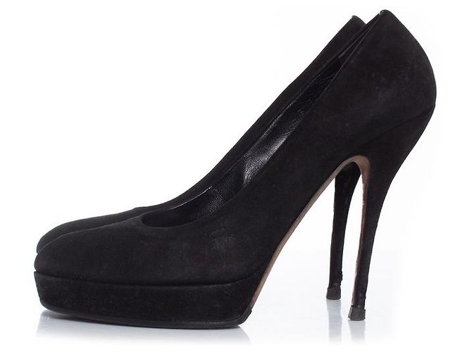 gucci, Décolleté con plateau in camoscio nero - vista 2