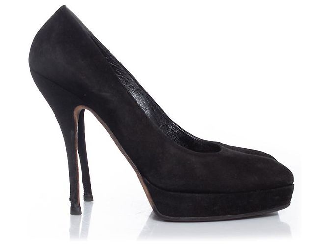 gucci, Décolleté con plateau in camoscio nero - vista 5