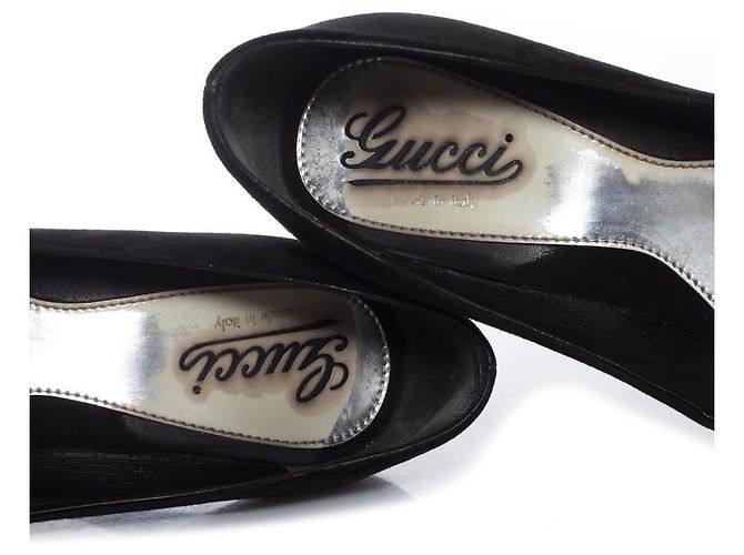 gucci, Décolleté con plateau in camoscio nero - vista 8
