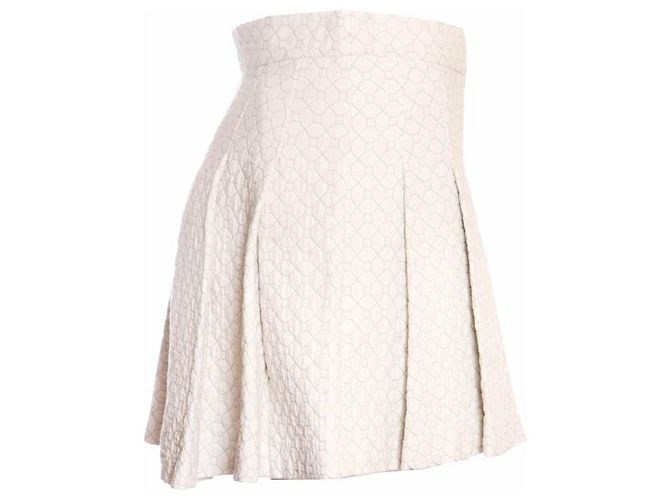 Autre Marque 10 Cross von Derek Lam INTERMIX, Beige/cremefarbener Faltenrock in Größe 0/XS. Weiß - Ansicht 2