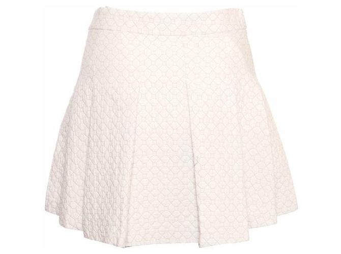 Autre Marque 10 Cross von Derek Lam INTERMIX, Beige/cremefarbener Faltenrock in Größe 0/XS. Weiß - Ansicht 3