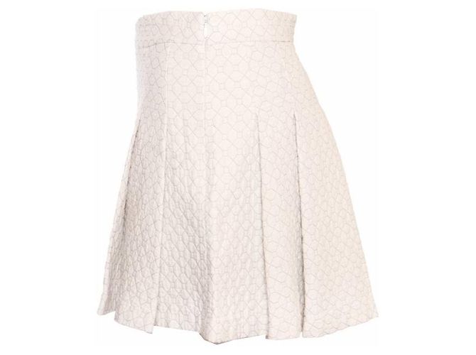 Autre Marque 10 Cross von Derek Lam INTERMIX, Beige/cremefarbener Faltenrock in Größe 0/XS. Weiß - Ansicht 4