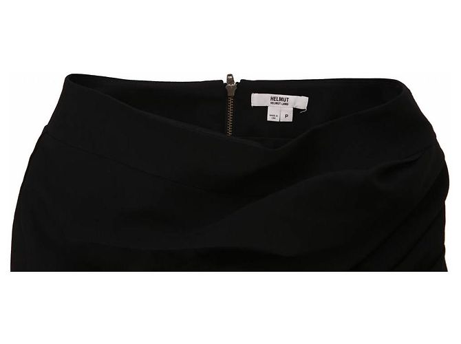 Helmut Lang, falda drapeada negra en talla P/S. Negro - vista 5