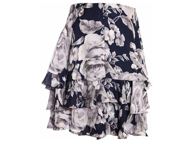 Autre Marque INTERMIX, gonna a balze blu a strati con stampa floreale Grigio - vista 2