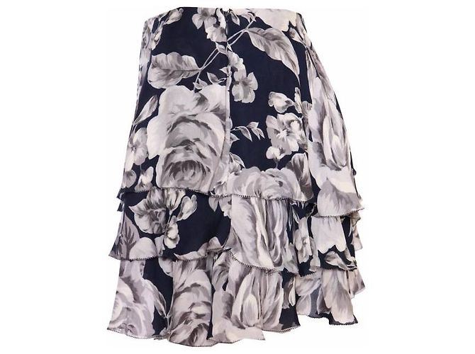 Autre Marque INTERMIX, gonna a balze blu a strati con stampa floreale Grigio - vista 4