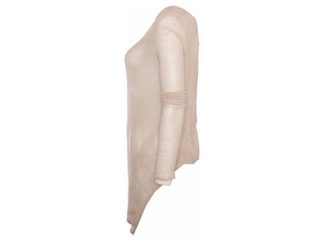 Helmut Lang, Beige/natural open woven asymmetric top in size S. - view 2