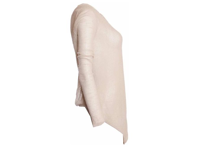 Helmut Lang, Beige/natural open woven asymmetric top in size S. - view 4
