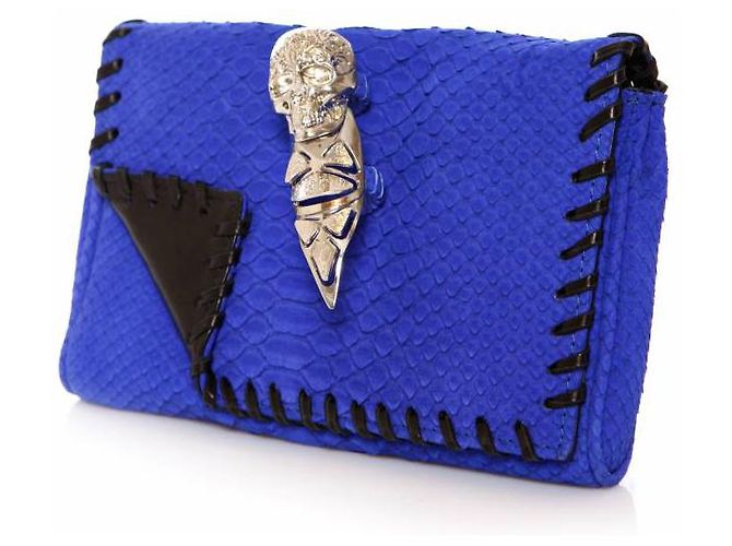 Autre Marque Maison Du Posh, Pochette Blu Elettrico in pelle di serpente - vista 2