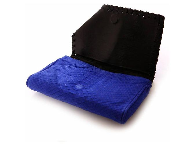 Autre Marque Maison Du Posh, Pochette Blu Elettrico in pelle di serpente - vista 4