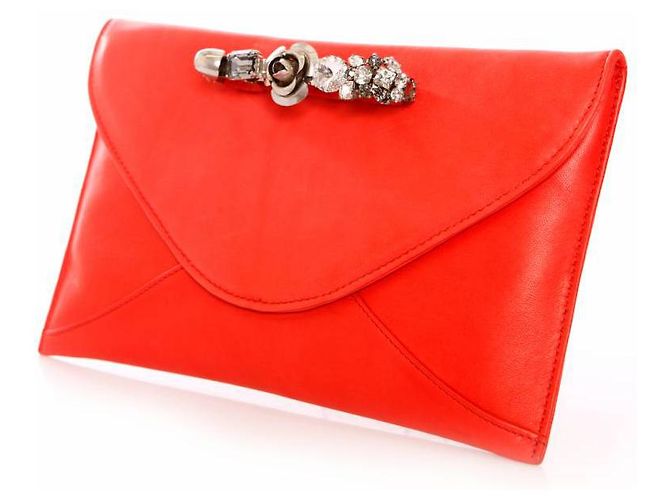 Autre Marque Maison Du Posh, pochette in pelle di agnello rossa Rosso - vista 2