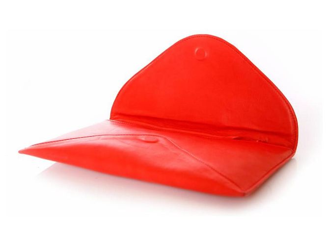 Autre Marque Maison Du Posh, pochette in pelle di agnello rossa Rosso - vista 4
