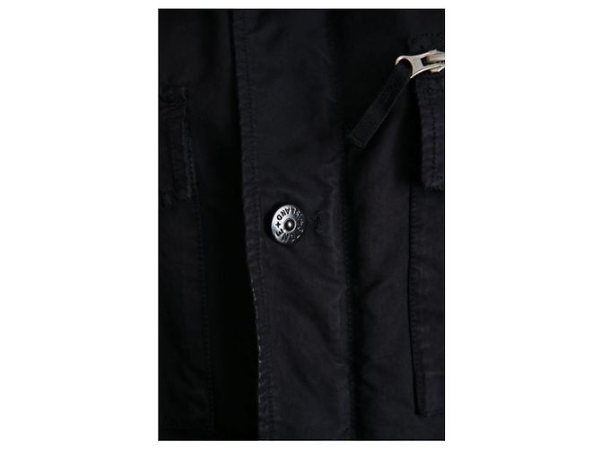 Stone Island STEININSEL, schwarzer Wind/Regenjacke mit Kapuze und verstellbarem Bund in Größe XL. - Ansicht 6