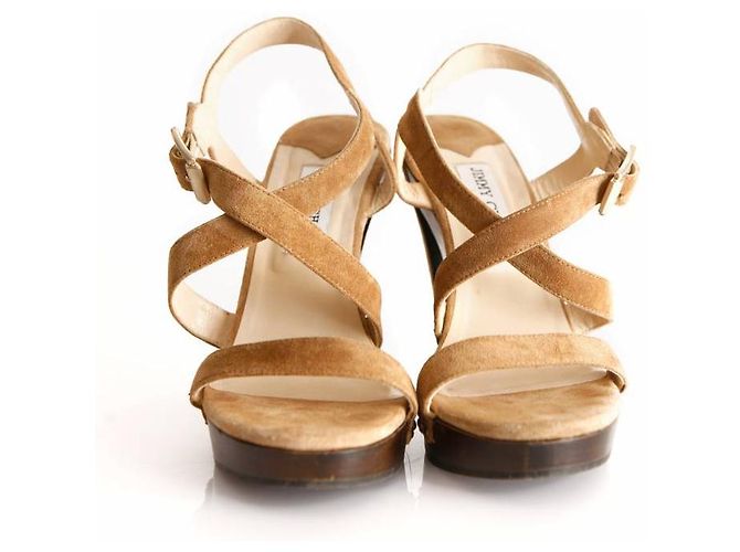 Jimmy Choo, Kamelfarbene Wildleder-Clogsandale Braun - Ansicht 2