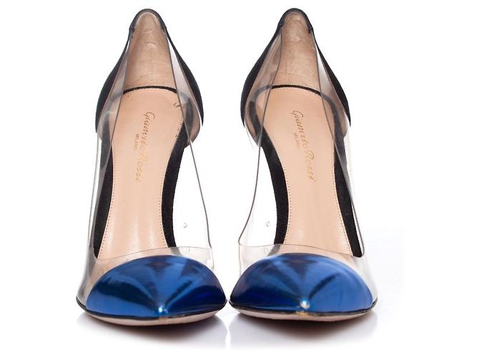 Gianvito Rossi, Décolleté in plexi blu metallizzato Nero - vista 2