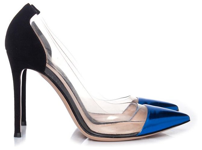 Gianvito Rossi, Décolleté in plexi blu metallizzato Nero - vista 6
