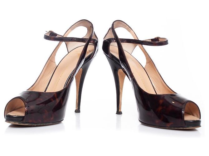 Giuseppe Zanotti, sandali spuntati in vernice Marrone - vista 5