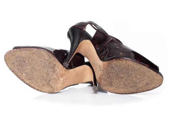 Giuseppe Zanotti, sandali spuntati in vernice Marrone - vista 7