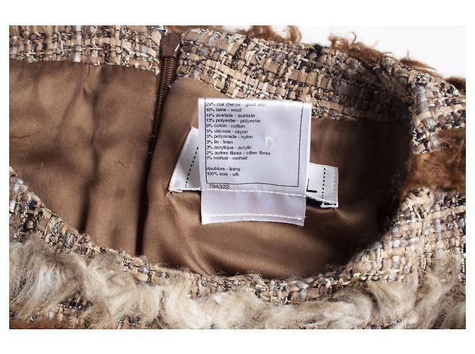 Chanel, Tweedkleid mit Ziegenhaar Braun - Ansicht 6