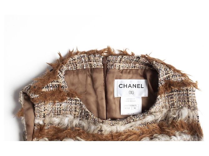Chanel, Tweedkleid mit Ziegenhaar Braun - Ansicht 7