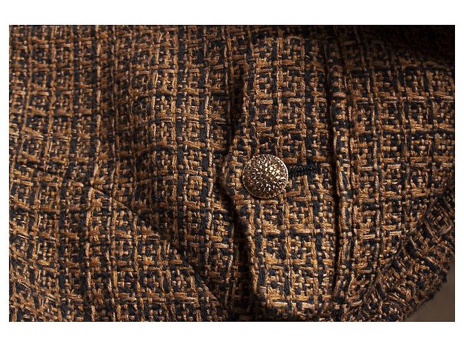Chanel, Tweedmantel mit Fellimitat Braun - Ansicht 7