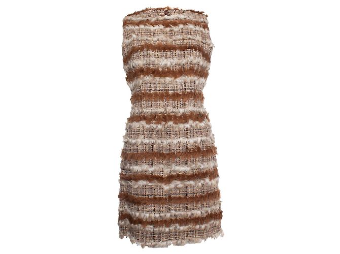 Chanel, Tweedmantel und Kleid mit Fellimitat Braun - Ansicht 2