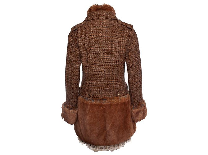 Chanel, Tweedmantel und Kleid mit Fellimitat Braun - Ansicht 7