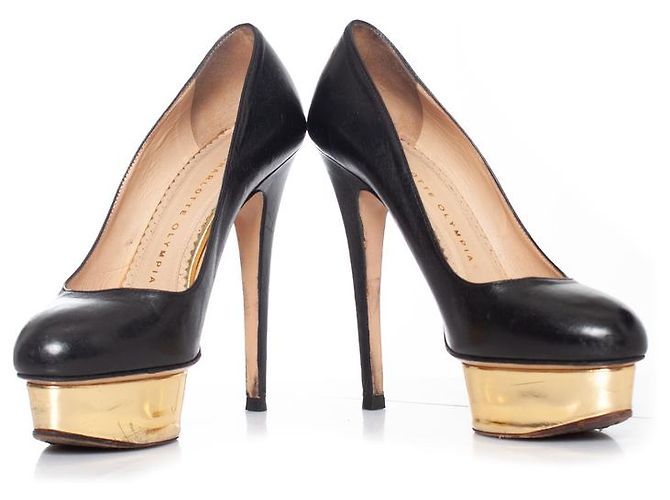 Charlotte Olympia Carlotta Olimpia, Décolleté Dolly con plateau in pelle - vista 3