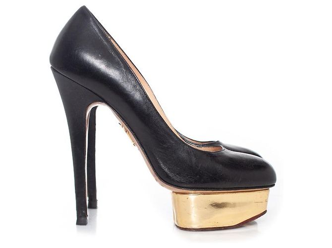 Charlotte Olympia Carlotta Olimpia, Décolleté Dolly con plateau in pelle - vista 5