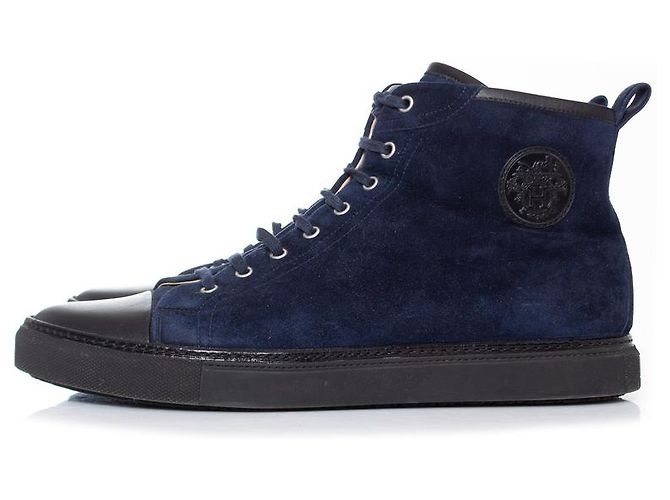 Hermès Ermete, Sneakers alte in camoscio blu - vista 2