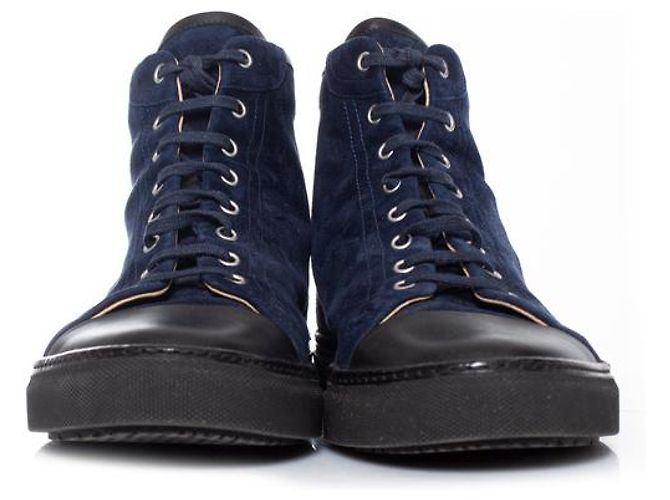 Hermès Ermete, Sneakers alte in camoscio blu - vista 3