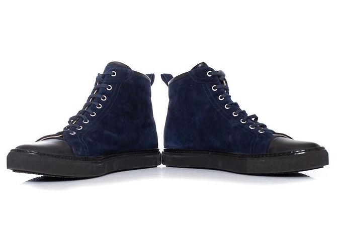 Hermès Ermete, Sneakers alte in camoscio blu - vista 4