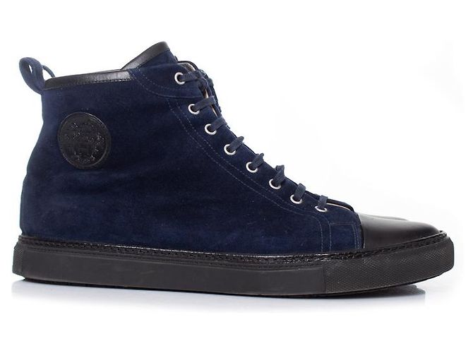 Hermès Ermete, Sneakers alte in camoscio blu - vista 5