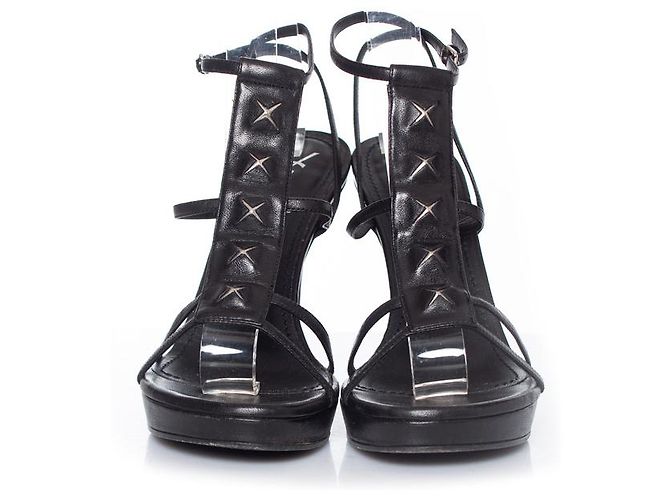 YVES SAINT LAURENT, Sandali con cinturino in pelle nera Nero - vista 5