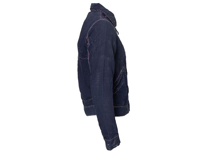 Armani Jeans, Blauer Denim-Cardigan mit Reißverschluss - Ansicht 4
