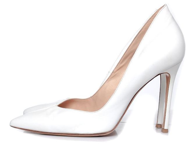 Gianvito Rossi, Décolleté in pelle bianca Bianco - vista 2