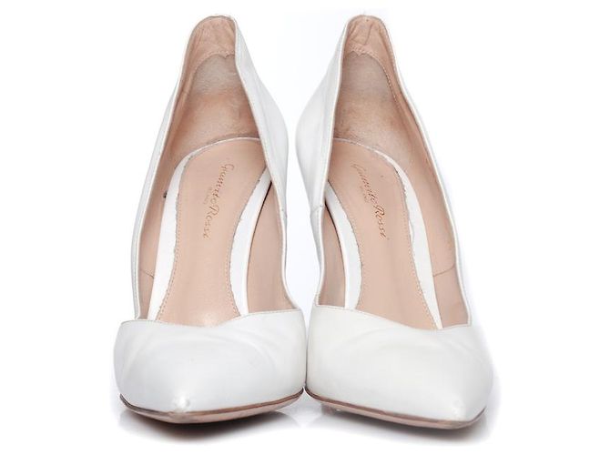 Gianvito Rossi, Décolleté in pelle bianca Bianco - vista 4