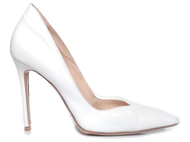 Gianvito Rossi, Décolleté in pelle bianca Bianco - vista 5