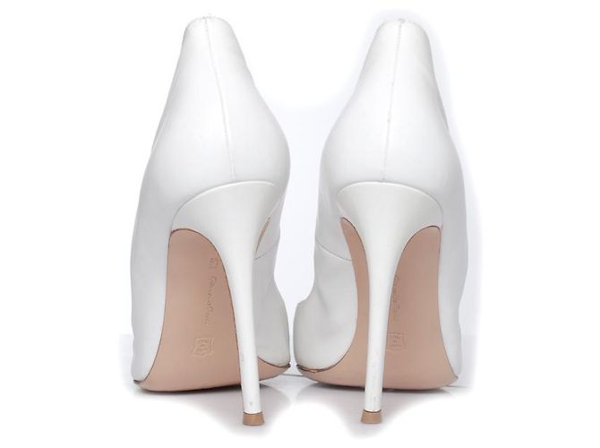 Gianvito Rossi, Décolleté in pelle bianca Bianco - vista 6