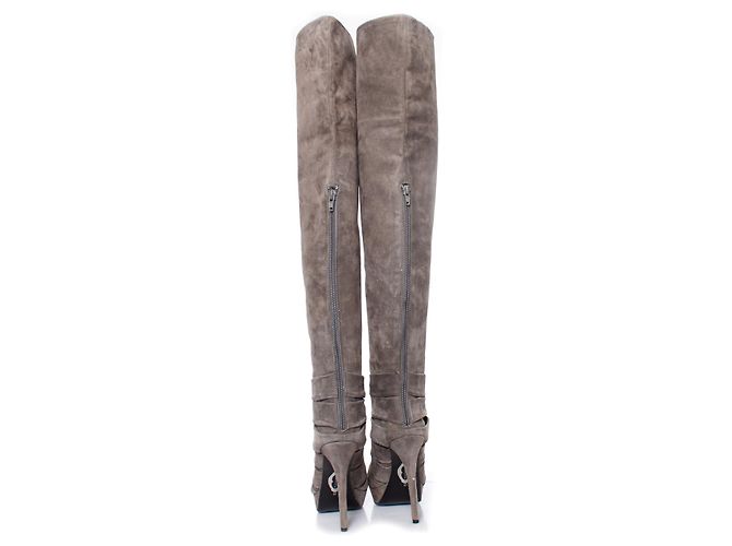 Autre Marque ELIE TAHARI, zerknitterte Overknee-Stiefel Grau - Ansicht 5
