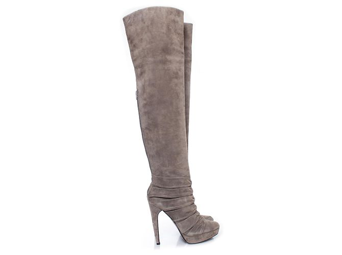 Autre Marque ELIE TAHARI, zerknitterte Overknee-Stiefel Grau - Ansicht 6