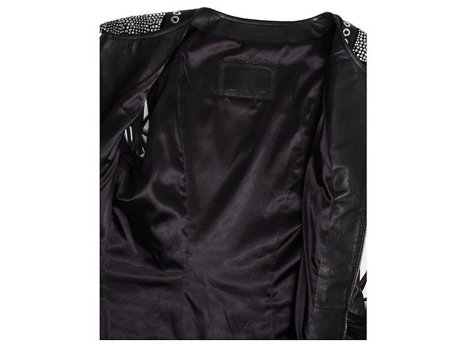 Philipp Plein, Lederkleid mit Fransen Schwarz - Ansicht 9