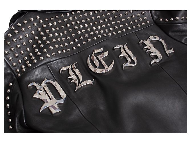 Philipp Plein, Giubbotto biker in pelle con borchie Nero - vista 5