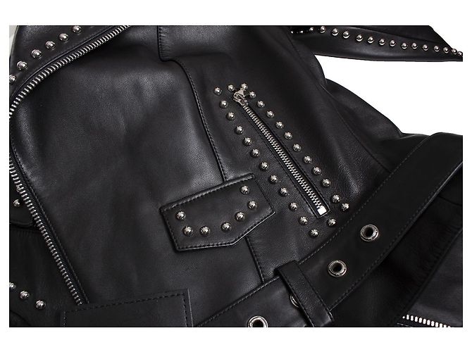 Philipp Plein, Giubbotto biker in pelle con borchie Nero - vista 6