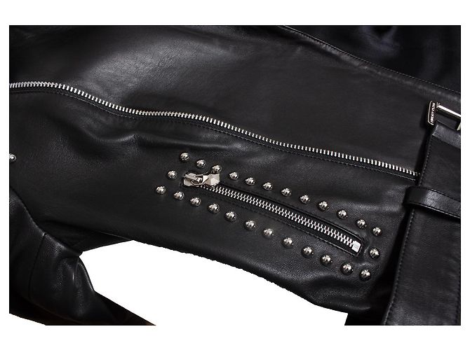 Philipp Plein, Giubbotto biker in pelle con borchie Nero - vista 7