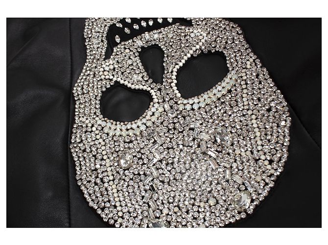 Philipp Plein, Lederjacke mit Kristallschädel Schwarz - Ansicht 7