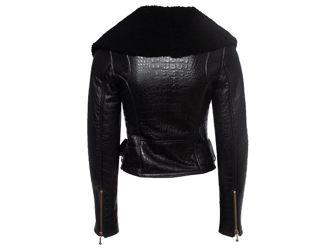 Philipp Plein, Lederjacke mit Kroko-Prägung Schwarz - Ansicht 2
