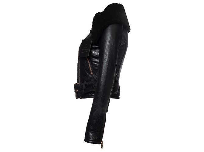Philipp Plein, Lederjacke mit Kroko-Prägung Schwarz - Ansicht 4