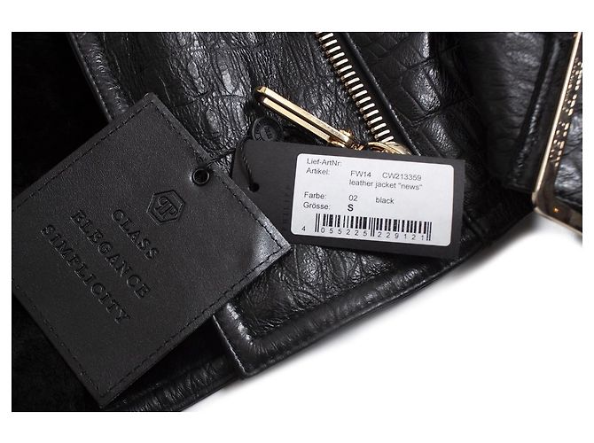 Philipp Plein, Lederjacke mit Kroko-Prägung Schwarz - Ansicht 9